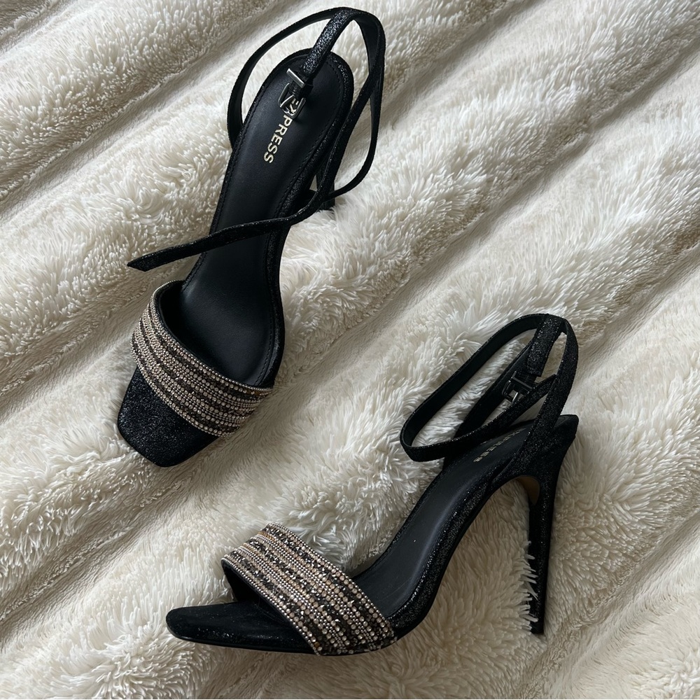 Black Heels with Rhinestones